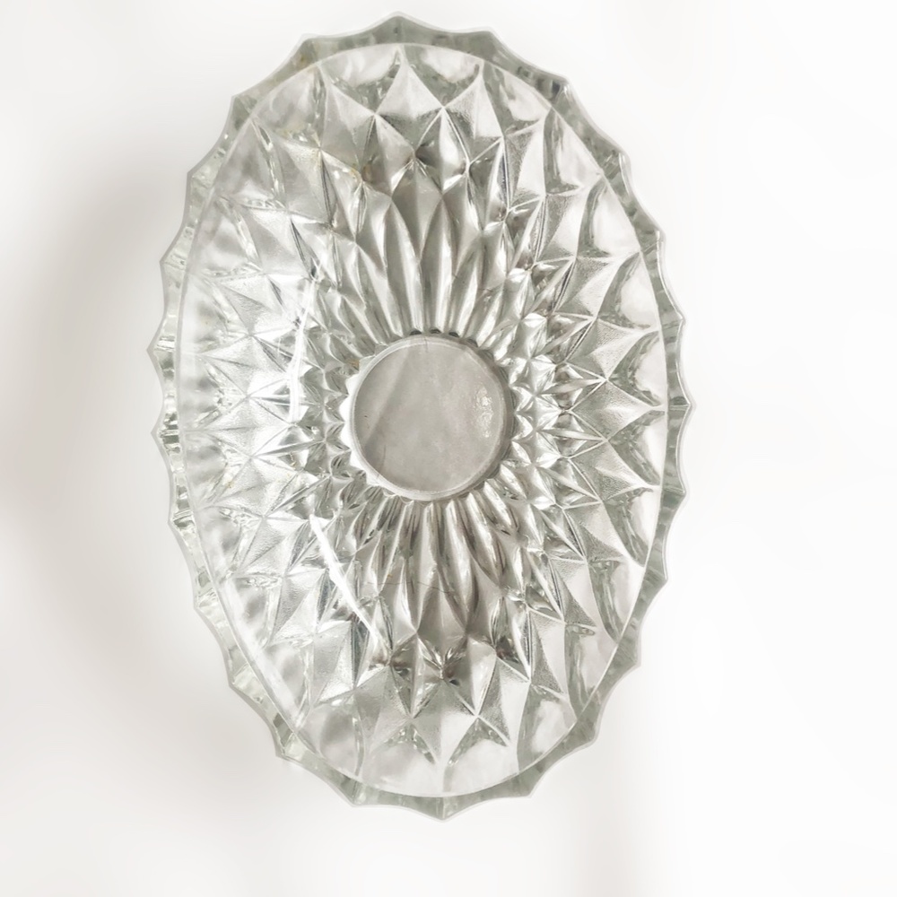 Meteor Western Germany 20cm Crystal Cut Oval Glass Bowl Platter